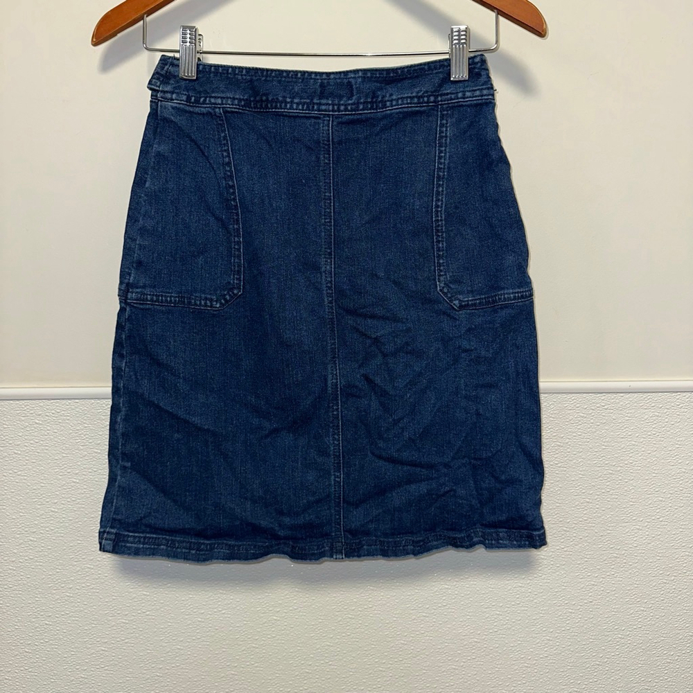 Women's A New Day Blue Denim Button Front A-Line Skirt Size 2 Button Down Belt - Picture 2 of 13